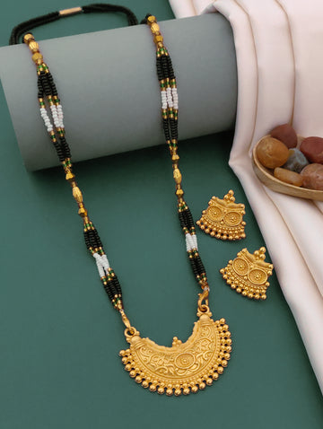 Antique Finish Mangalsutra with Matching Ethnic Earrings (MS1 p -WCD)