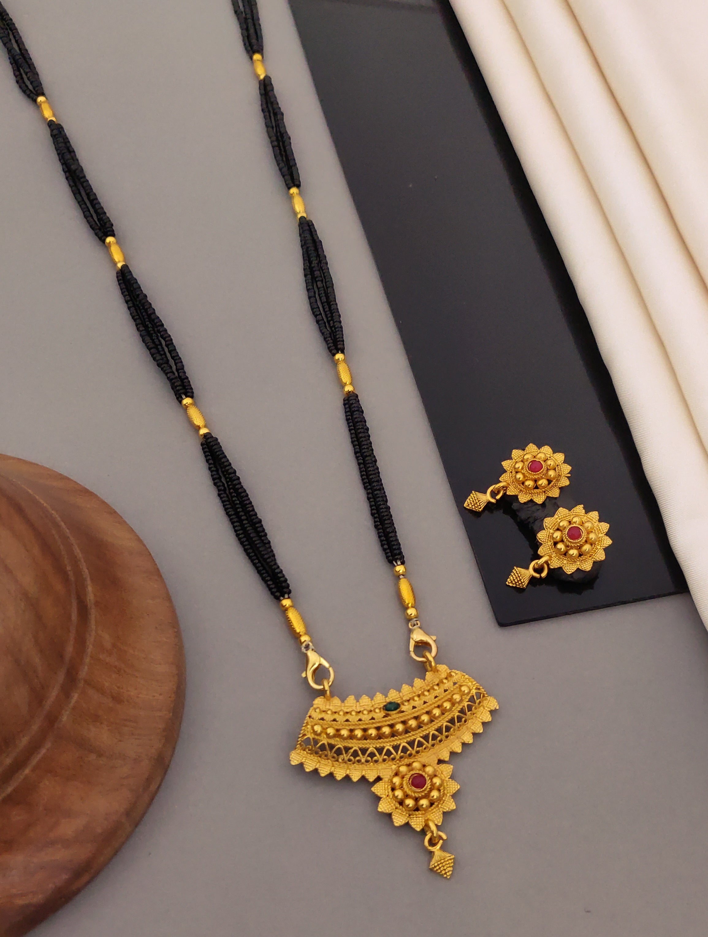Antique Finish Mangalsutra with Matching Ethnic Earrings (MS21 p-CCD)