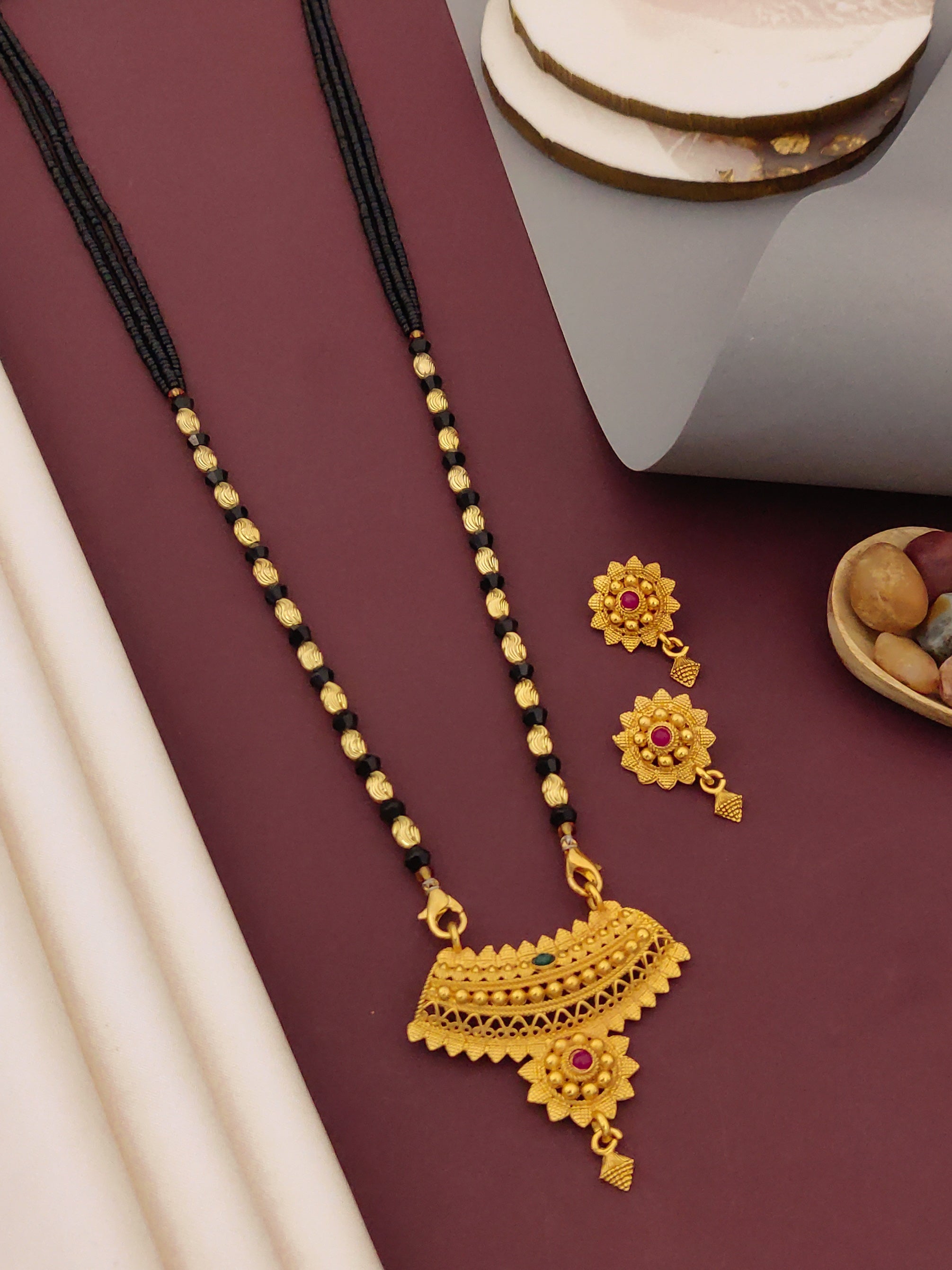 Antique Finish Mangalsutra with Matching Ethnic Earrings (MS21 p-SCD)