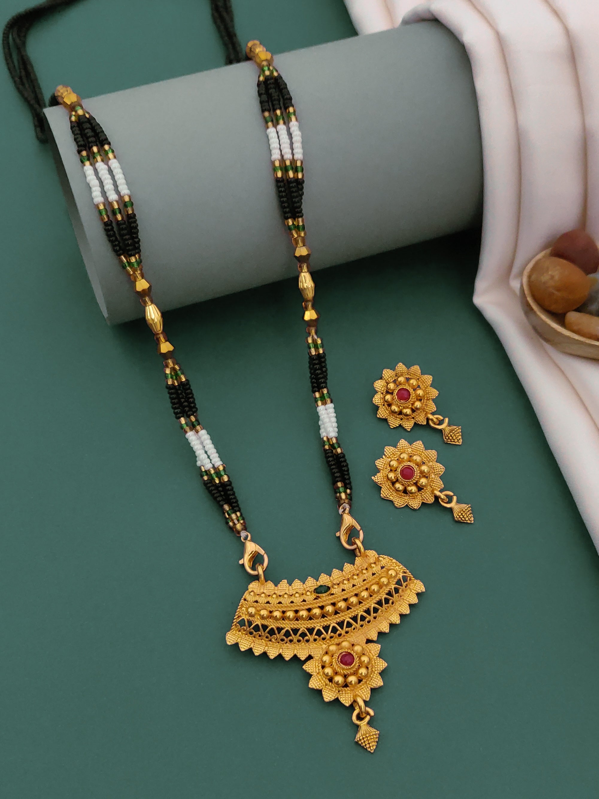 Antique Finish Mangalsutra with Matching Ethnic Earrings (MS21 p -WCD)