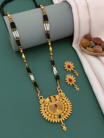Antique Finish Mangalsutra with Matching Ethnic Earrings (MS22 p -WCD)