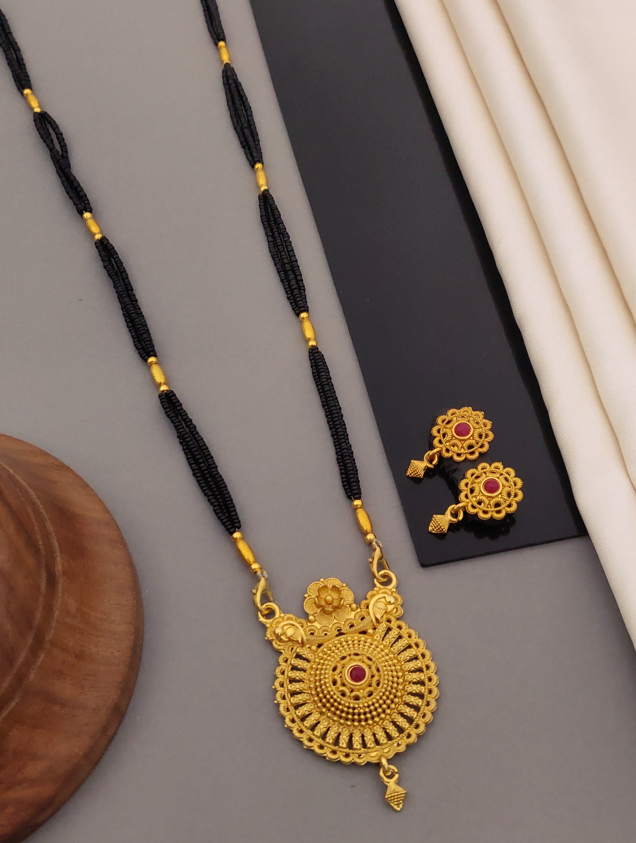 Antique Finish Mangalsutra with Matching Ethnic Earrings (MS23 p-CCD)