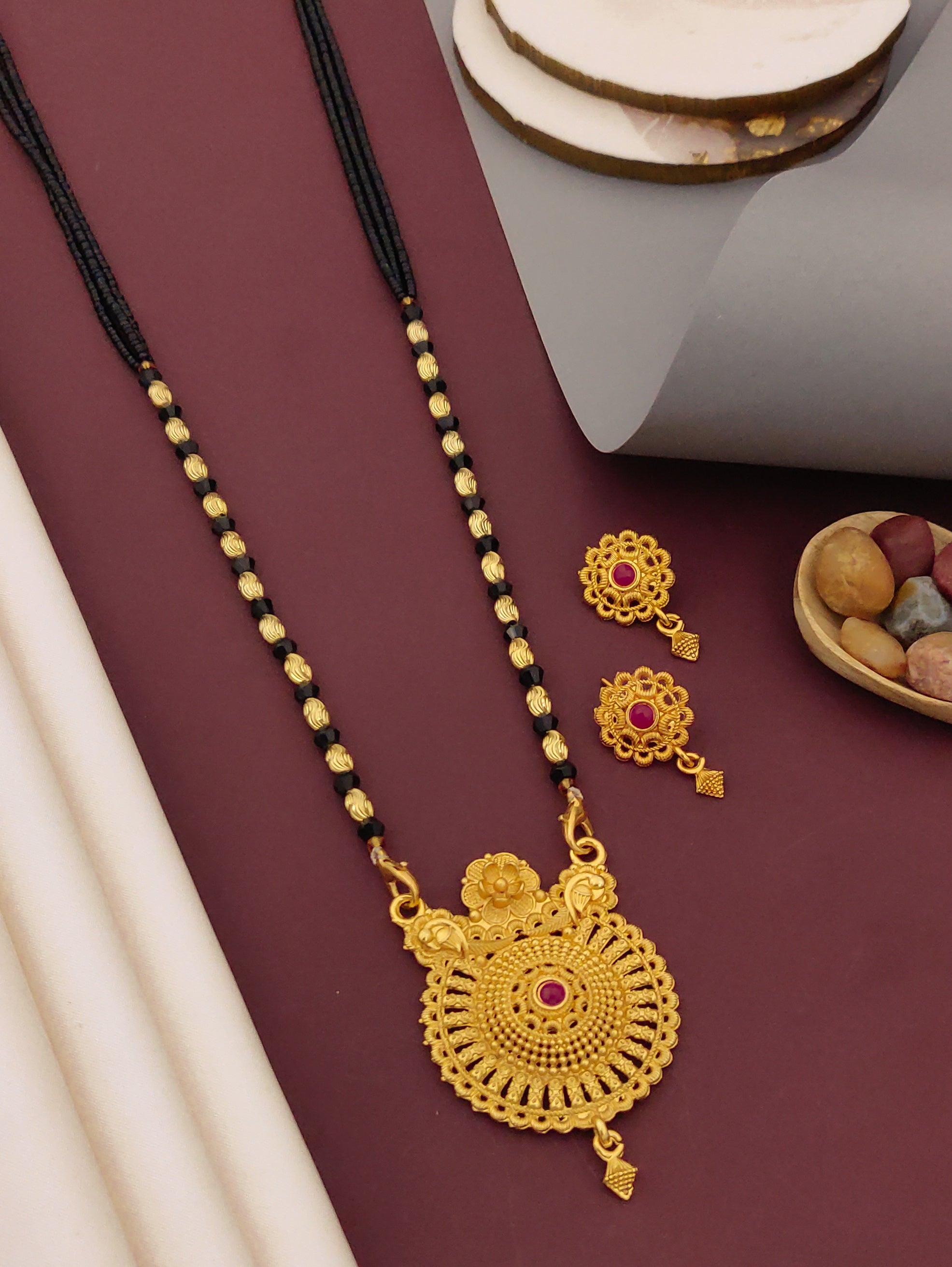 Antique Finish Mangalsutra with Matching Ethnic Earrings (MS23 p-SCD)