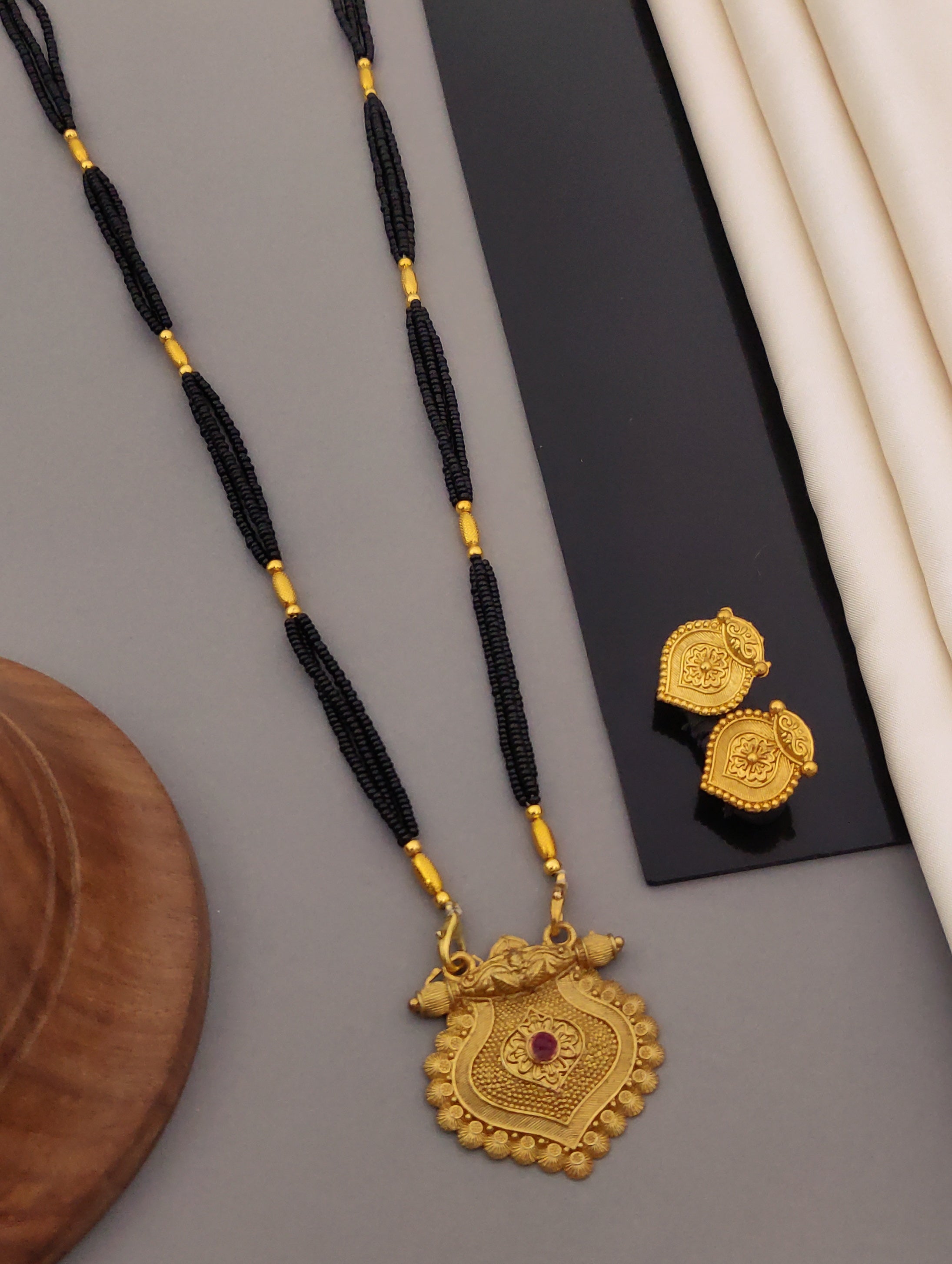 Antique Finish Mangalsutra with Matching Ethnic Earrings (MS24 p-CCD)