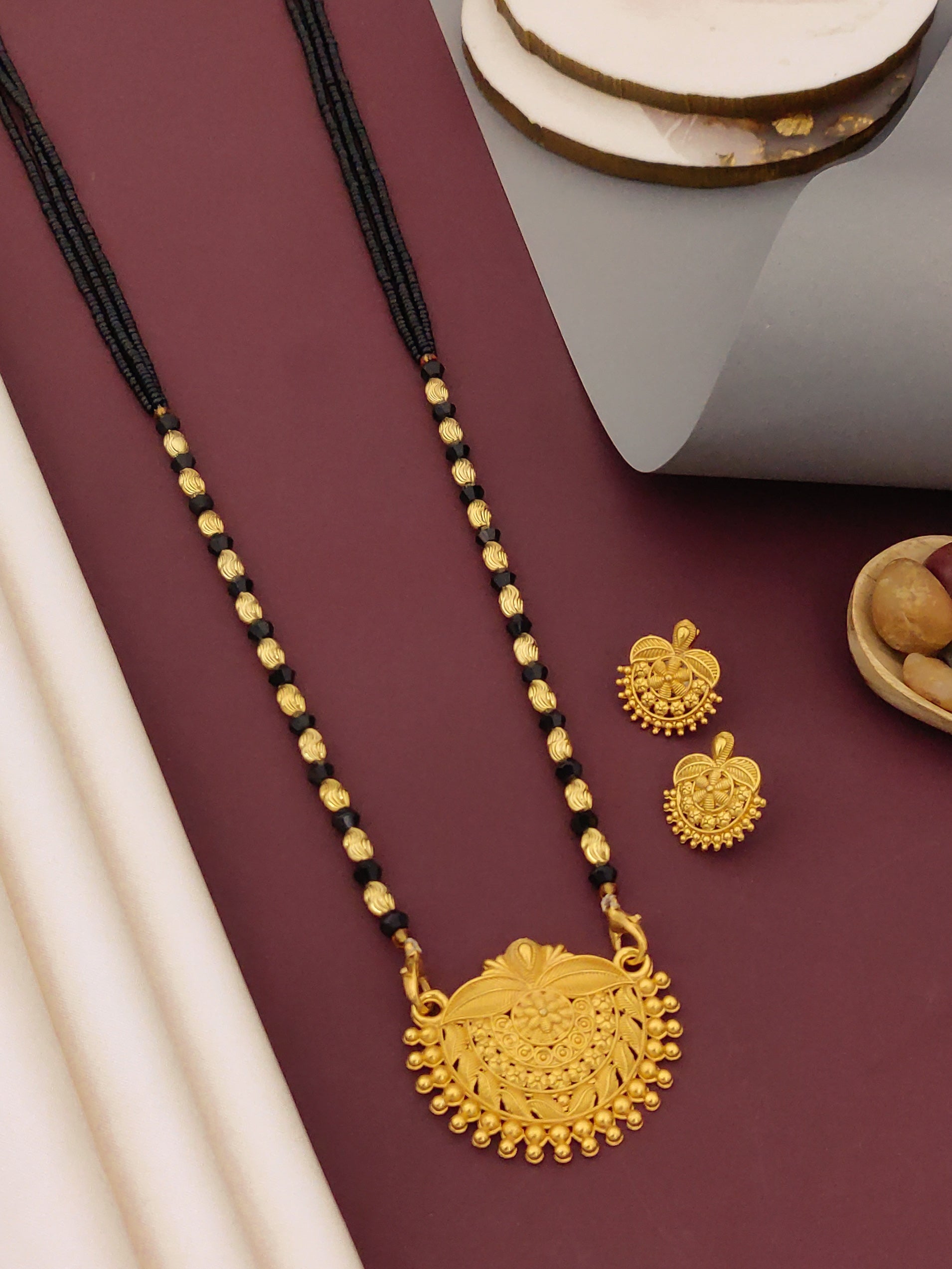 Antique Finish Mangalsutra with Matching Ethnic Earrings (MS25 p-SCD)