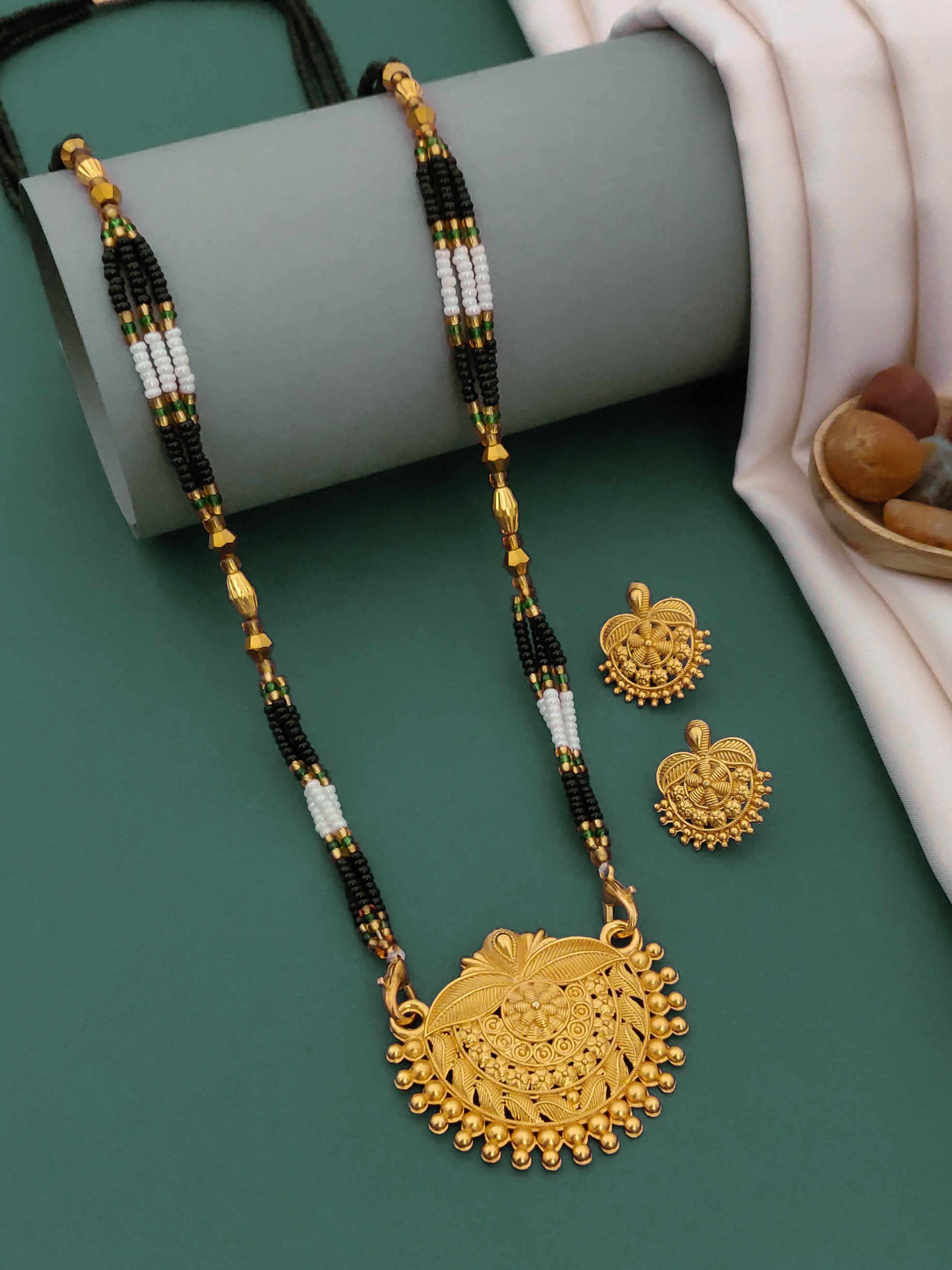 Antique Finish Mangalsutra with Matching Ethnic Earrings (MS25 p -WCD)