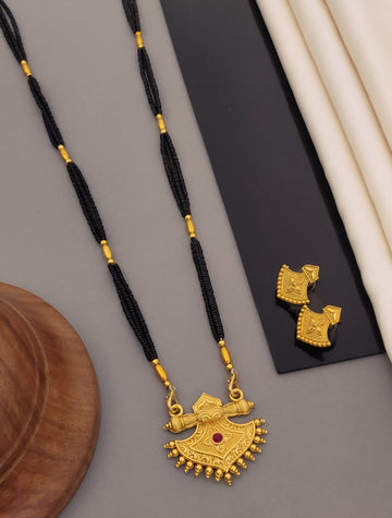 Antique Finish Mangalsutra with Matching Ethnic Earrings (MS26 p-CCD)