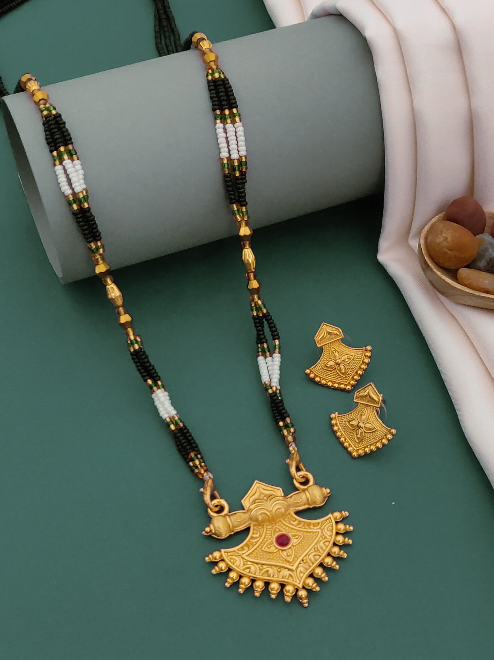 Antique Finish Mangalsutra with Matching Ethnic Earrings (MS26 p -WCD)