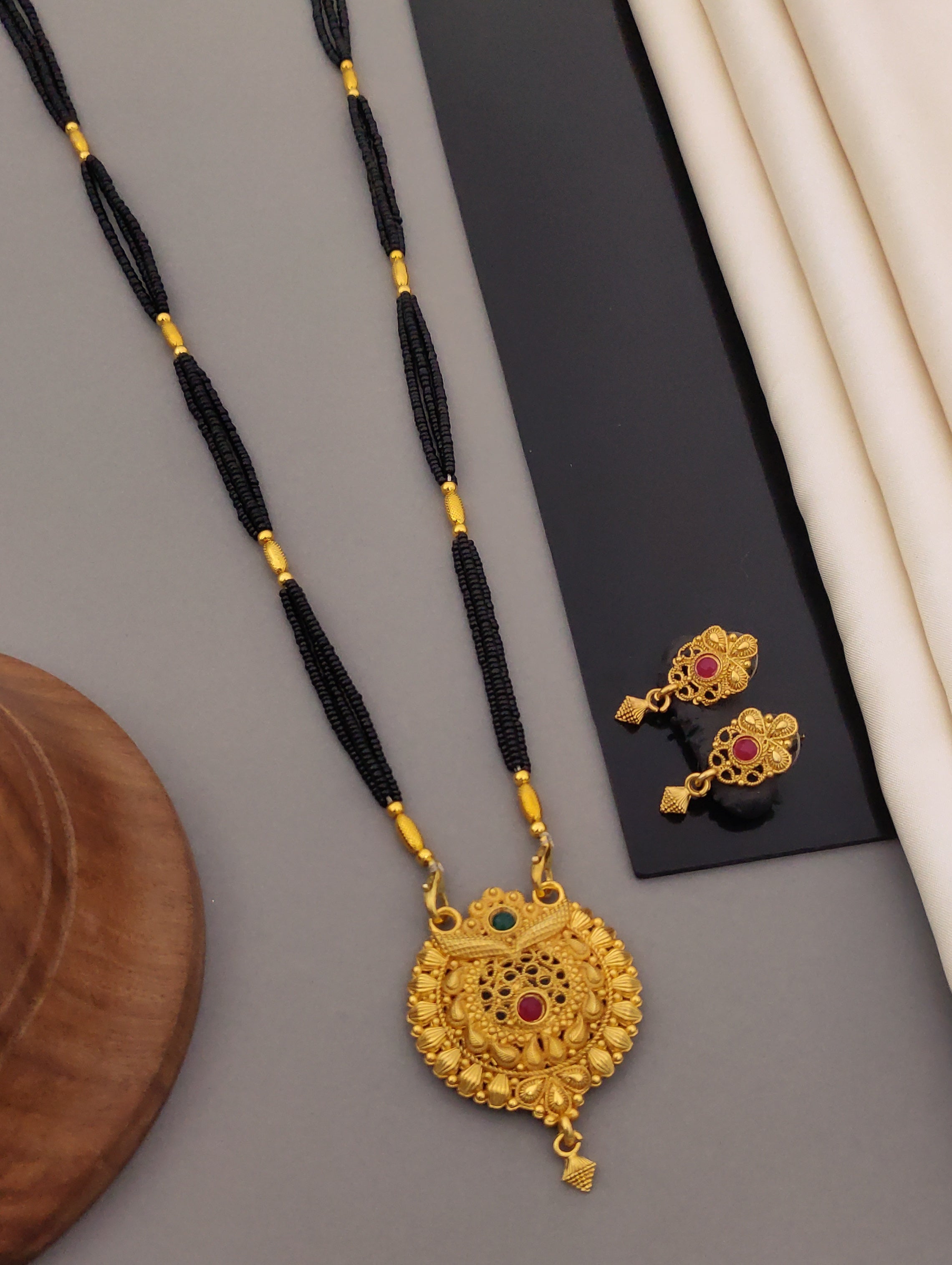 Antique Finish Mangalsutra with Matching Ethnic Earrings (MS27 p-CCD)