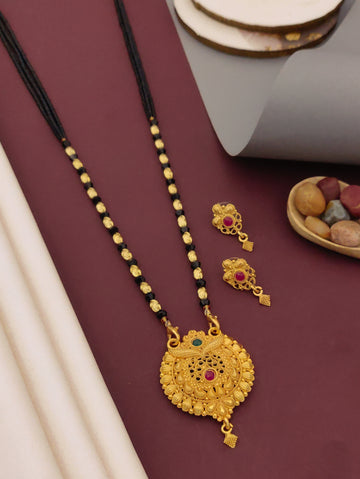Antique Finish Mangalsutra with Matching Ethnic Earrings (MS27 p-SCD)