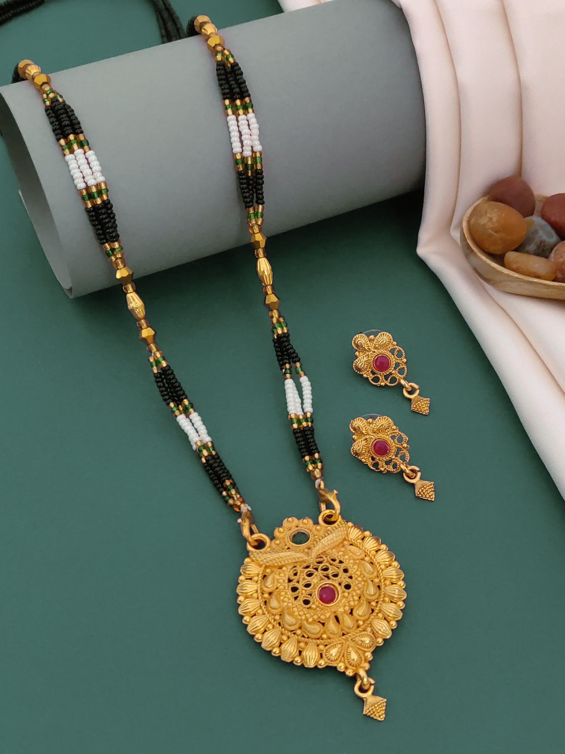 Antique Finish Mangalsutra with Matching Ethnic Earrings (MS27 p -WCD)