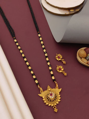 Antique Finish Mangalsutra with Matching Ethnic Earrings (MS28 p-SCD)