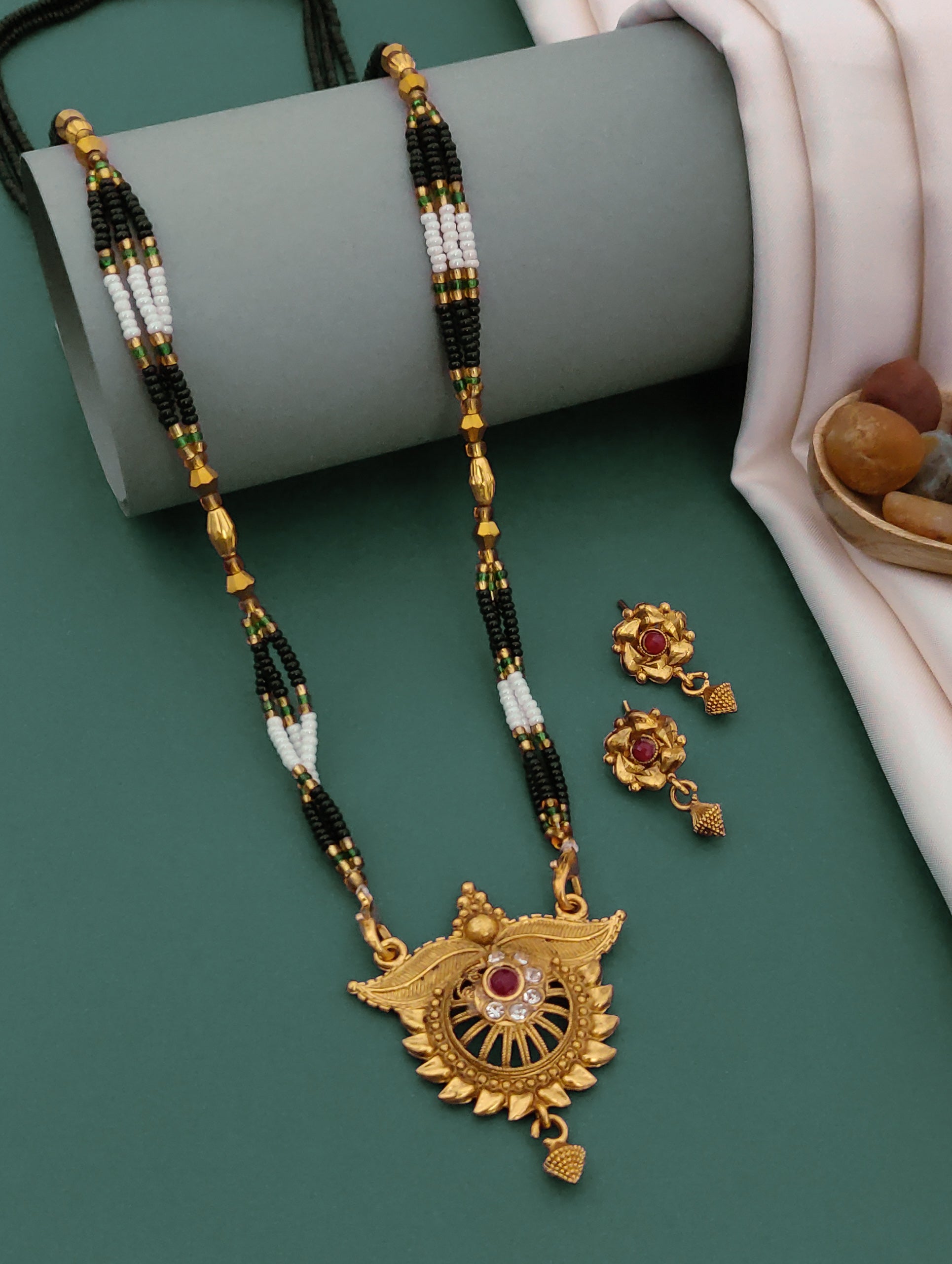 Antique Finish Mangalsutra with Matching Ethnic Earrings (MS28 p -WCD)