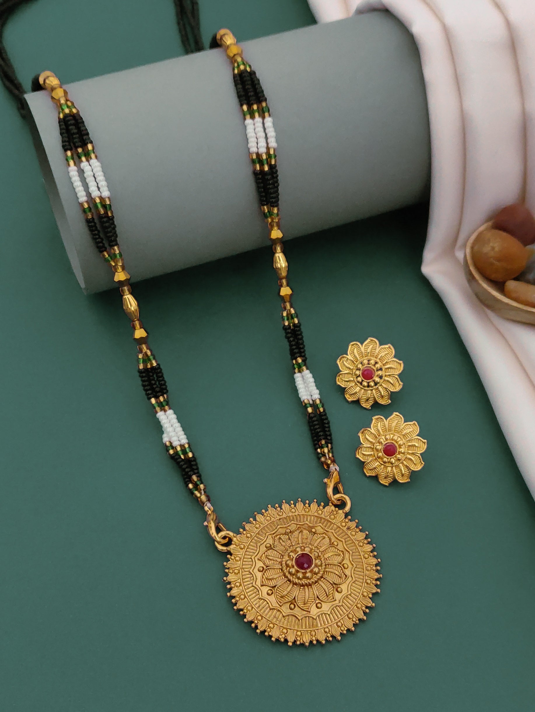 Antique Finish Mangalsutra with Matching Ethnic Earrings (MS29 p -WCD)