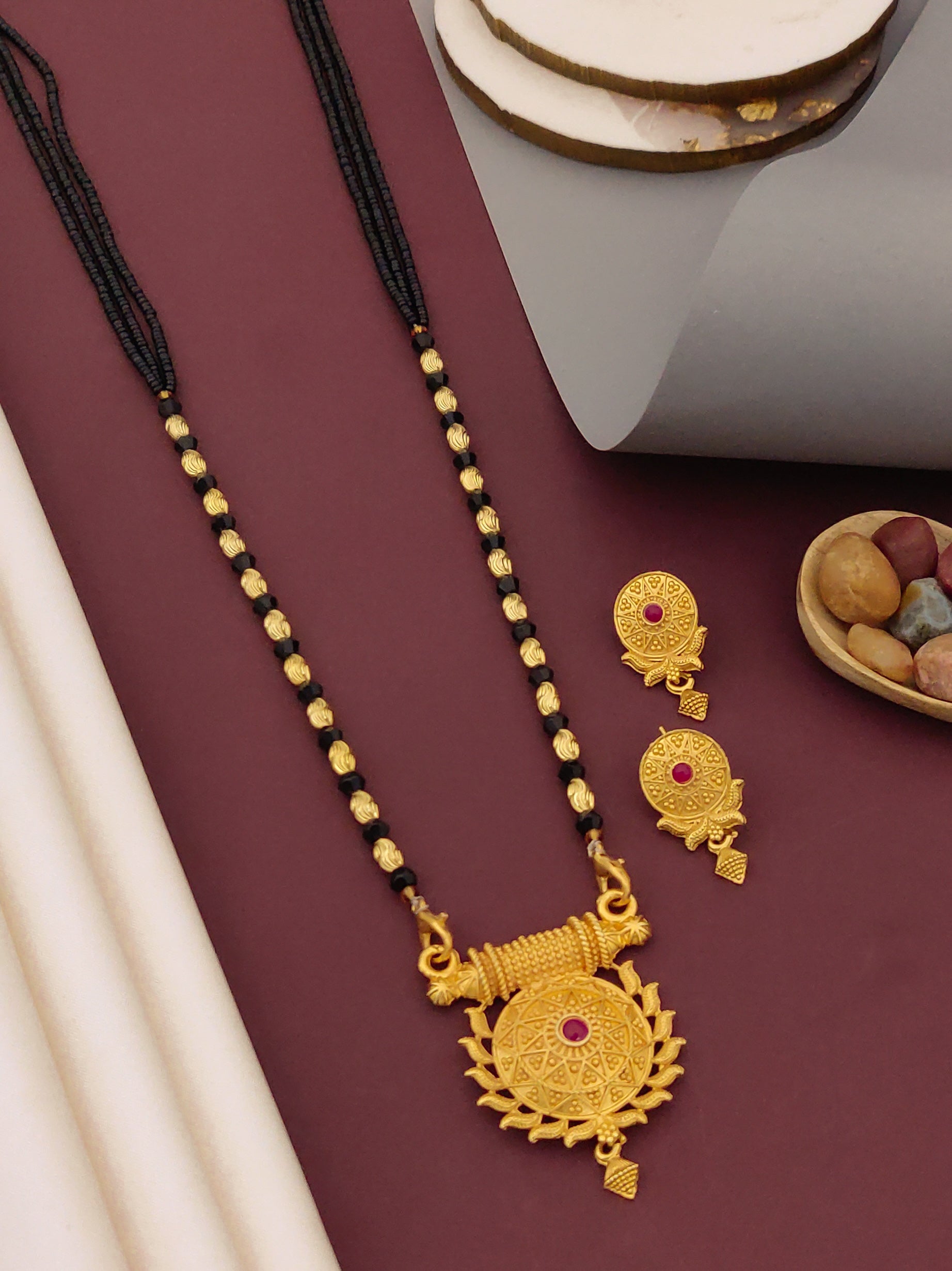 Antique Finish Mangalsutra with Matching Ethnic Earrings (MS2 p-SCD)