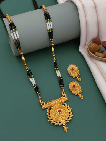 Antique Finish Mangalsutra with Matching Ethnic Earrings (MS2 p -WCD)