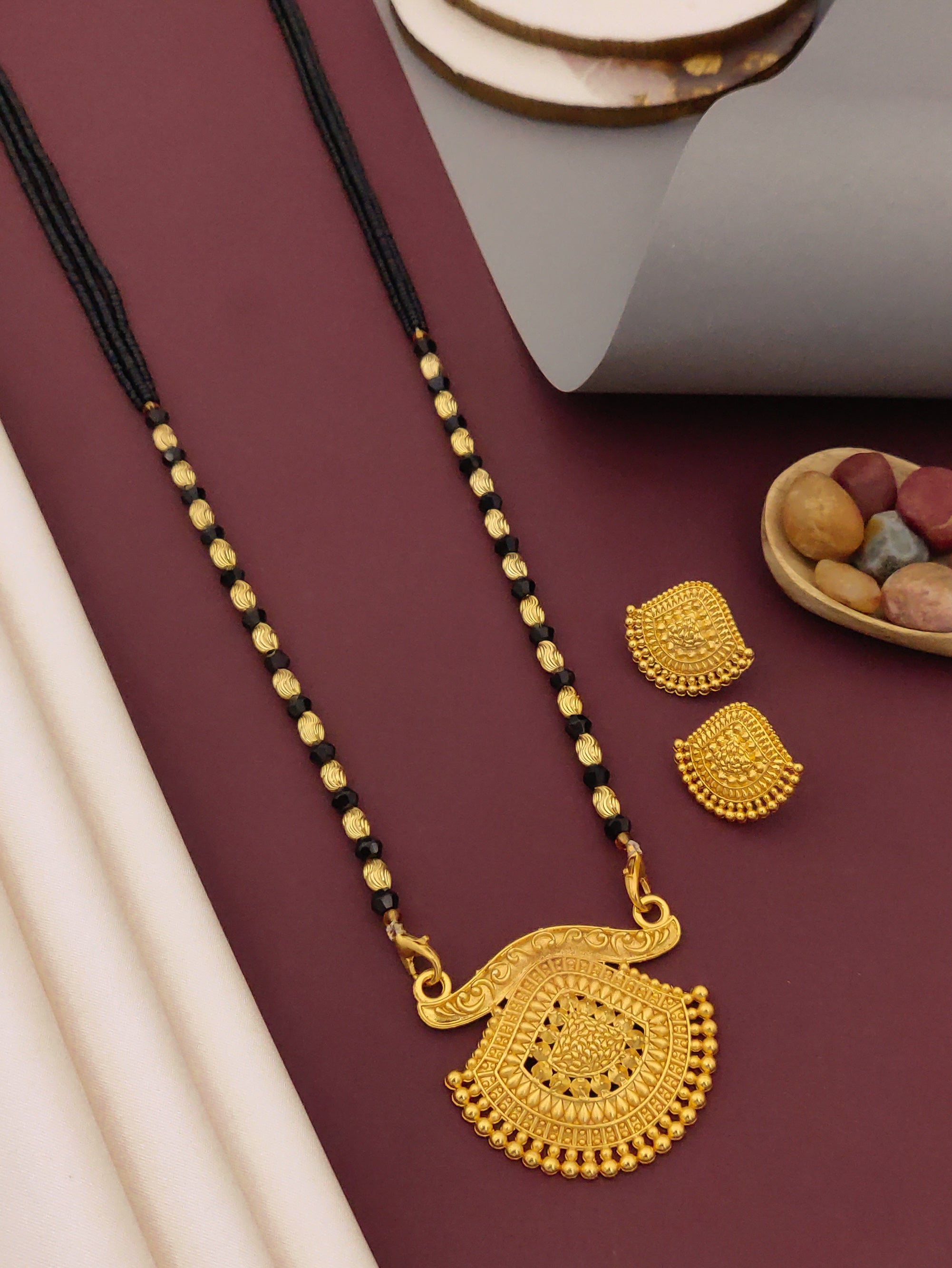 Antique Finish Mangalsutra with Matching Ethnic Earrings (MS30 p-SCD)