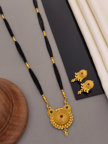 Antique Finish Mangalsutra with Matching Ethnic Earrings (MS3 p-CCD)