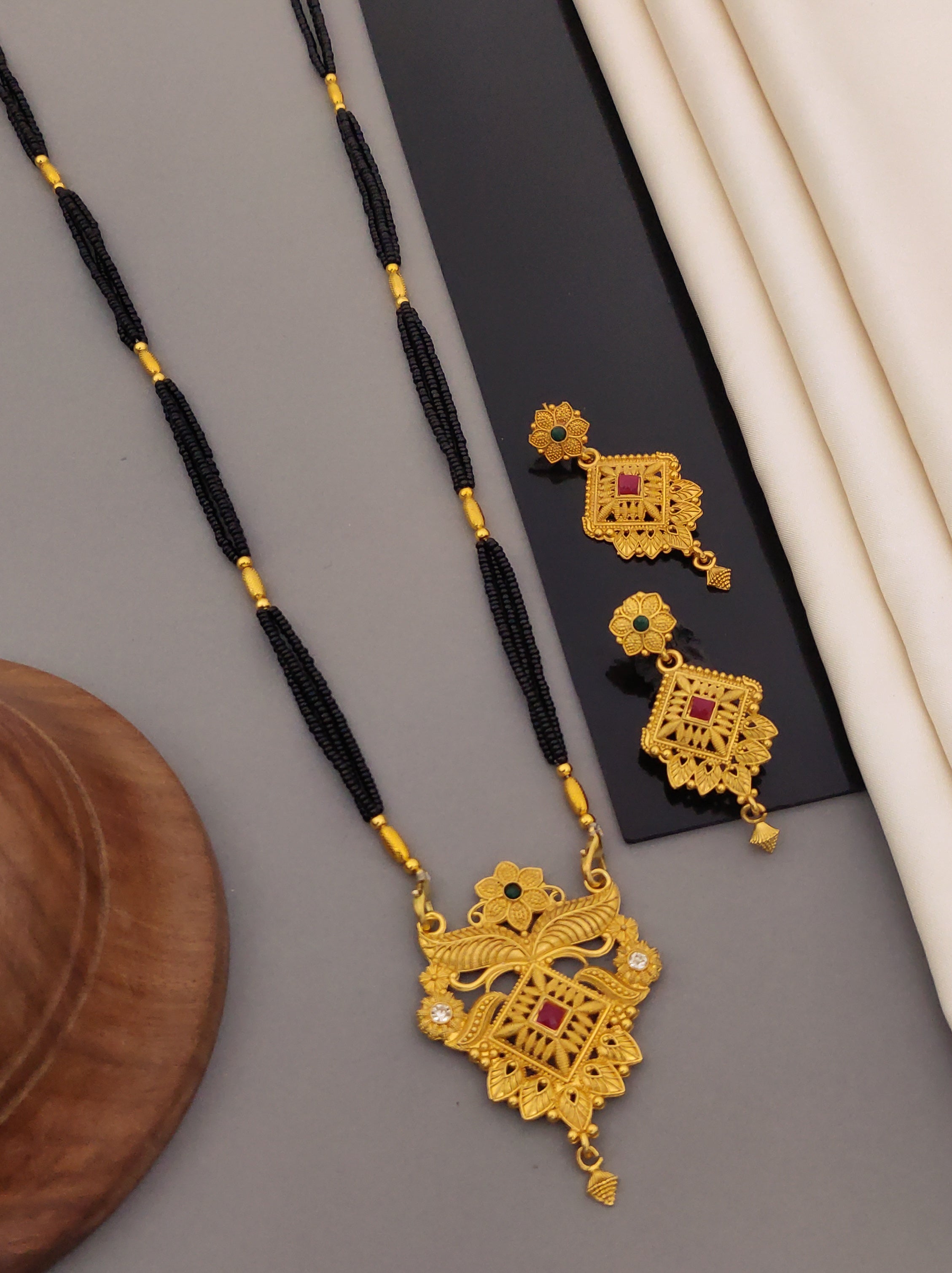 Antique Finish Mangalsutra with Matching Ethnic Earrings (MS41 p-CCD)