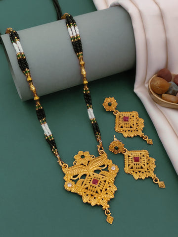 Antique Finish Mangalsutra with Matching Ethnic Earrings (MS41 p -WCD)