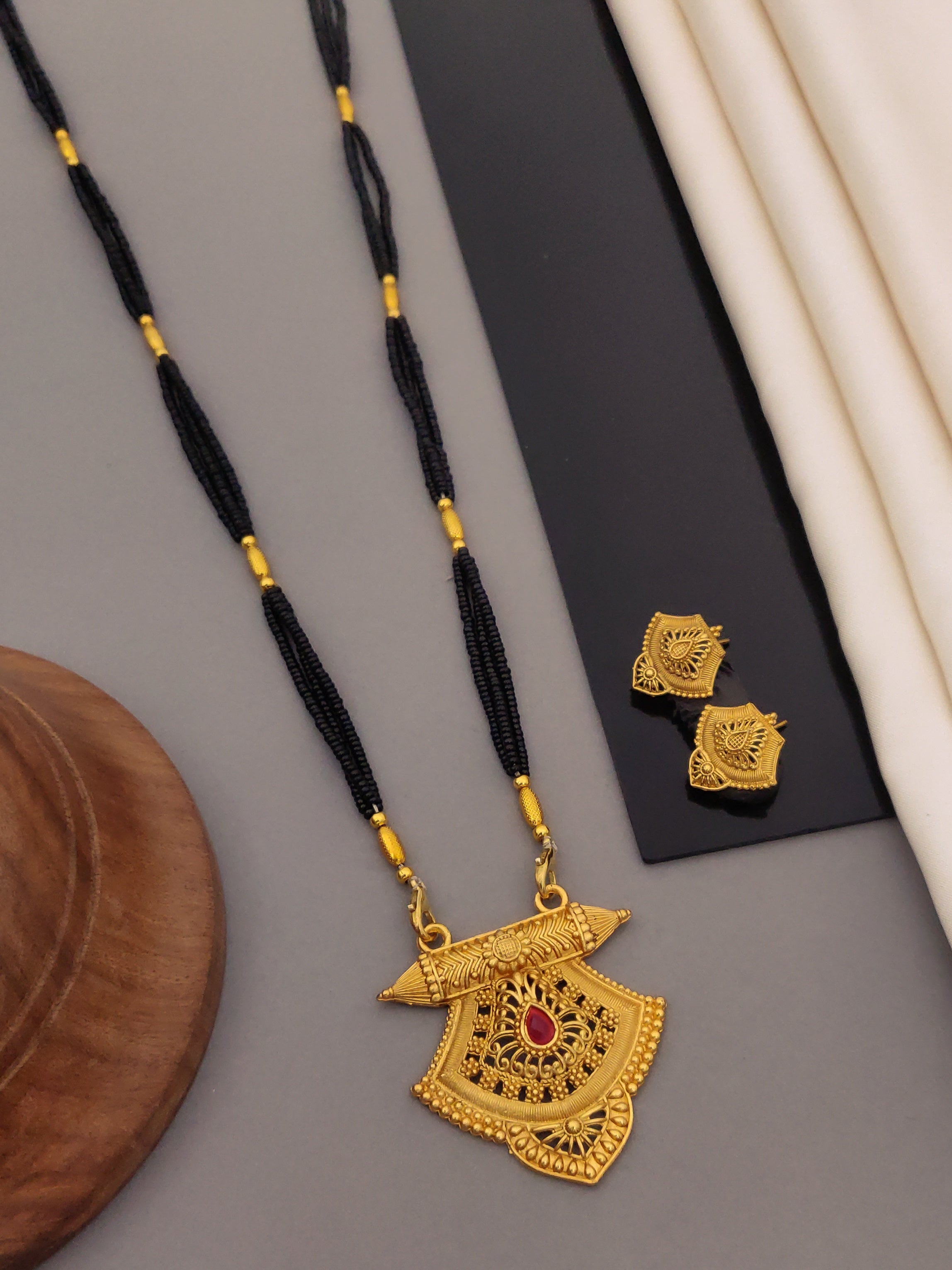Antique Finish Mangalsutra with Matching Ethnic Earrings (MS42 p-CCD)