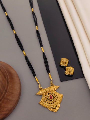 Antique Finish Mangalsutra with Matching Ethnic Earrings (MS42 p-CCD)