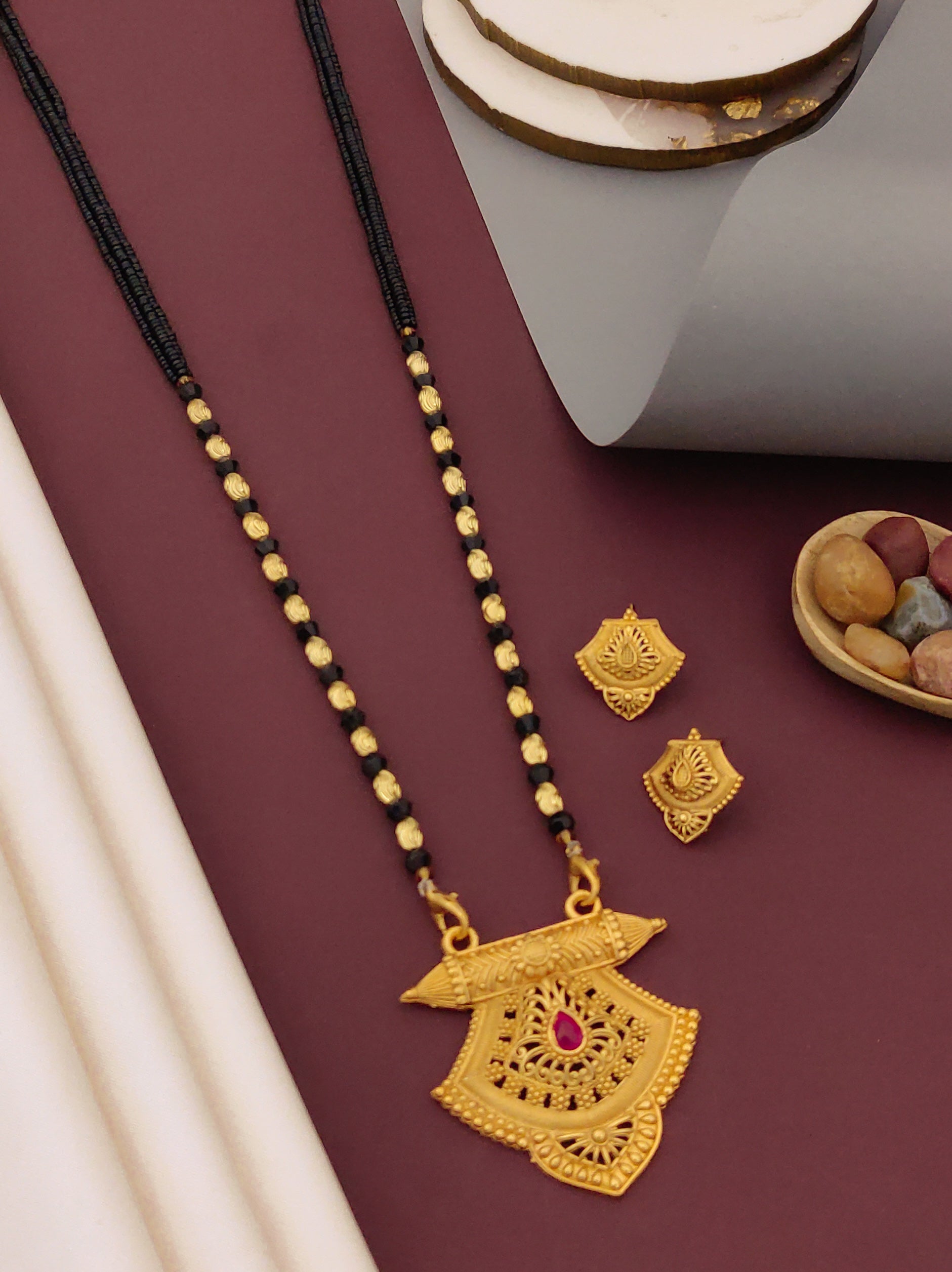 Antique Finish Mangalsutra with Matching Ethnic Earrings (MS42 p-SCD)