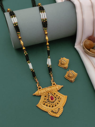 Antique Finish Mangalsutra with Matching Ethnic Earrings (MS42 p -WCD)