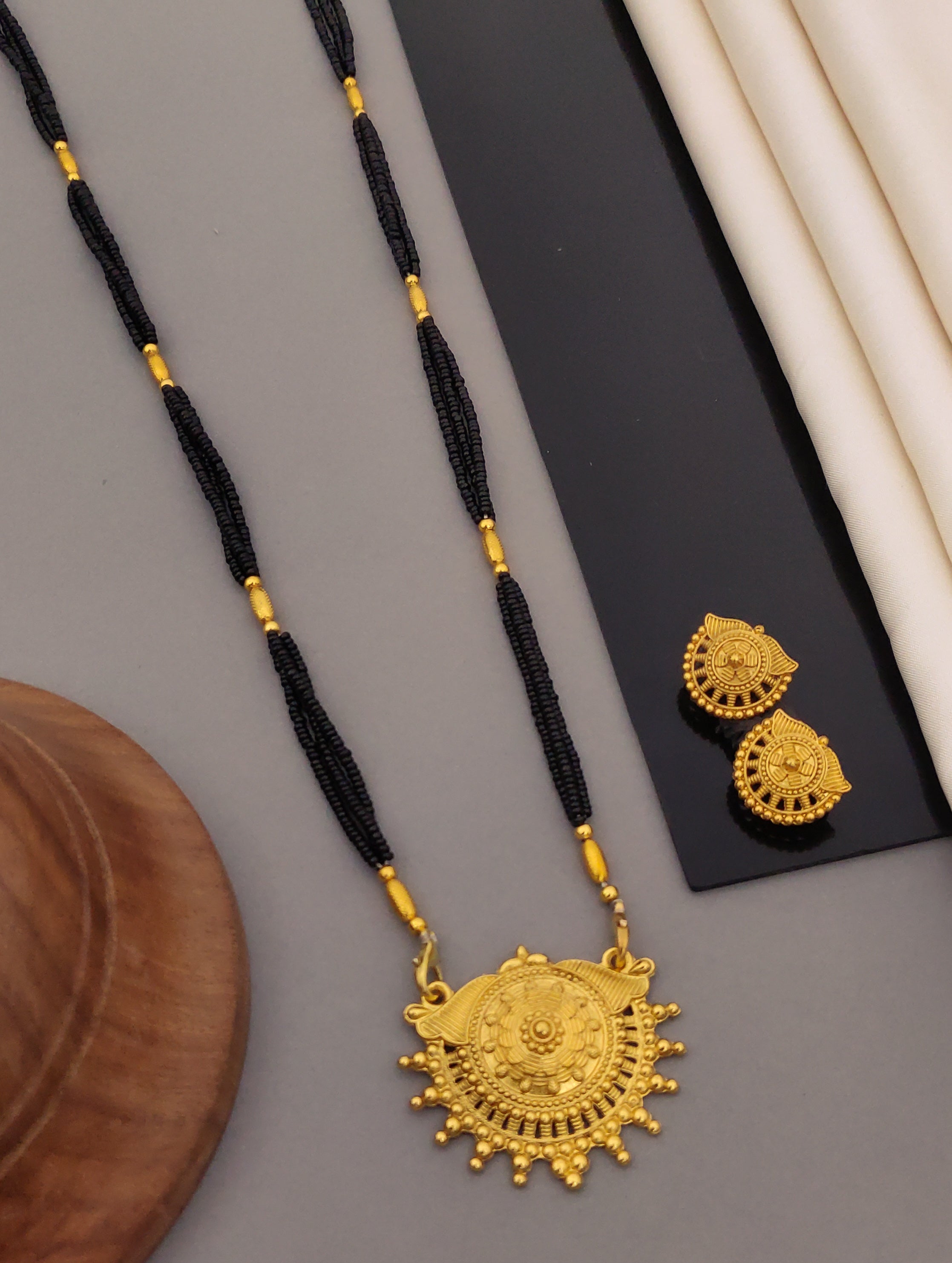 Antique Finish Mangalsutra with Matching Ethnic Earrings (MS43 p-CCD)