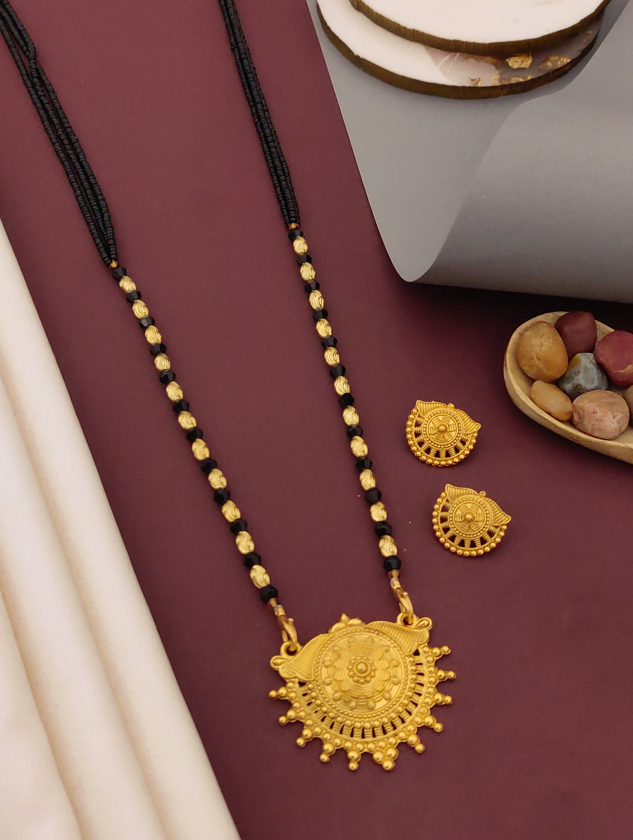 Antique Finish Mangalsutra with Matching Ethnic Earrings (MS43 p-SCD)
