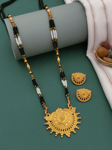 Antique Finish Mangalsutra with Matching Ethnic Earrings (MS43 p -WCD)