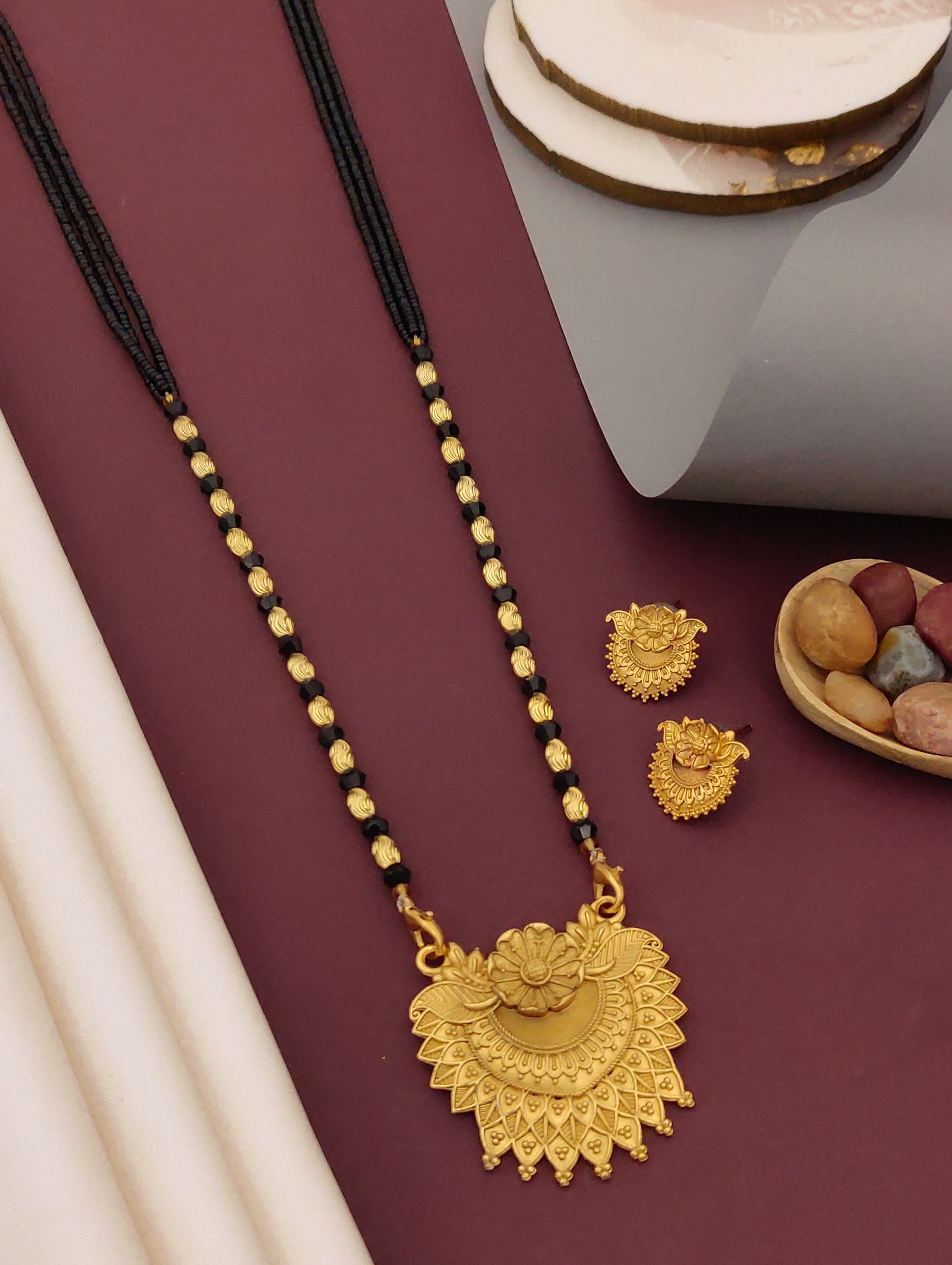 Antique Finish Mangalsutra with Matching Ethnic Earrings (MS44 p-SCD)
