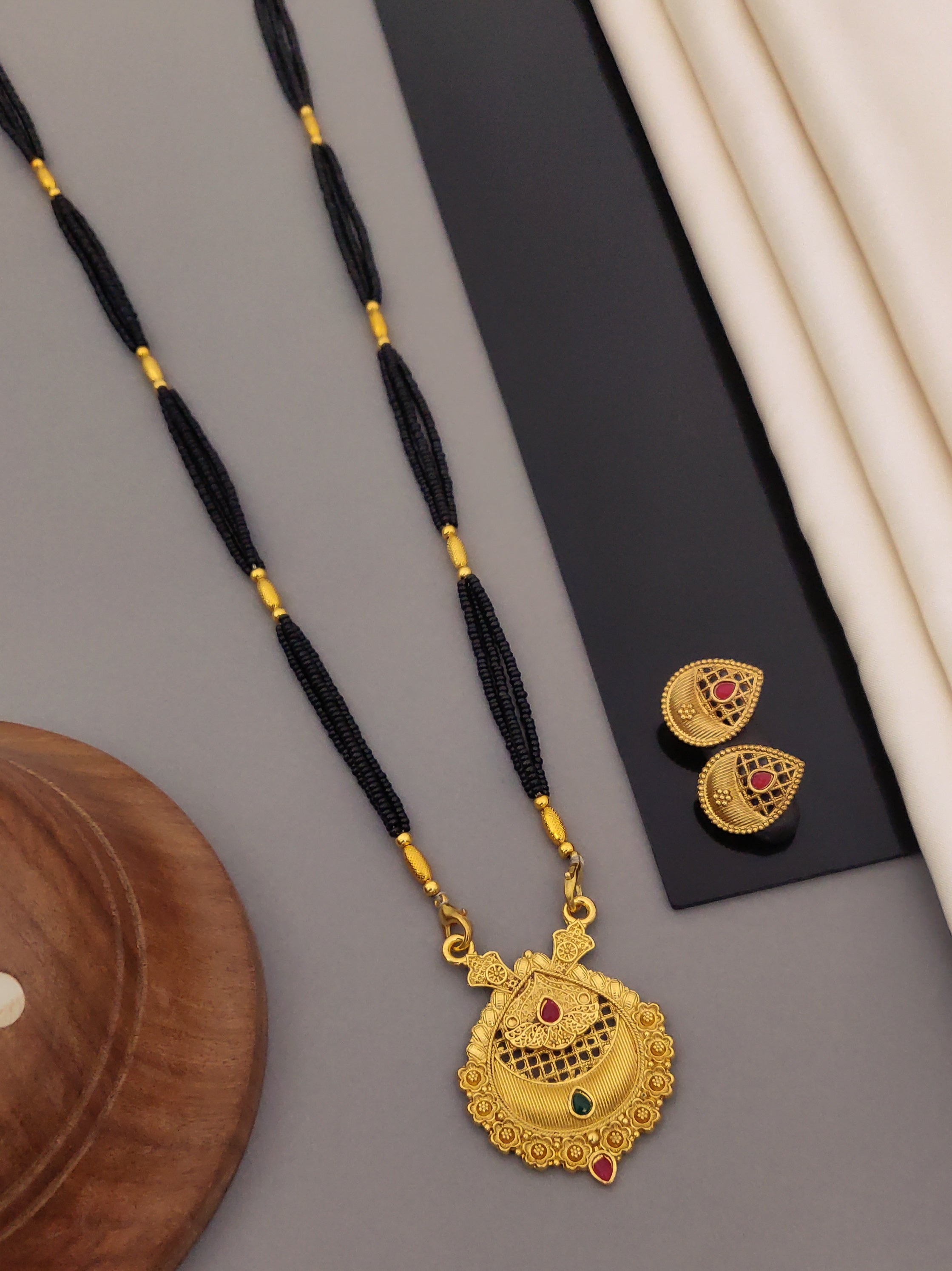 Antique Finish Mangalsutra with Matching Ethnic Earrings (MS45 p-CCD)