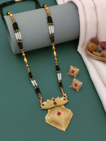 Antique Finish Mangalsutra with Matching Ethnic Earrings (MS46 p -WCD)