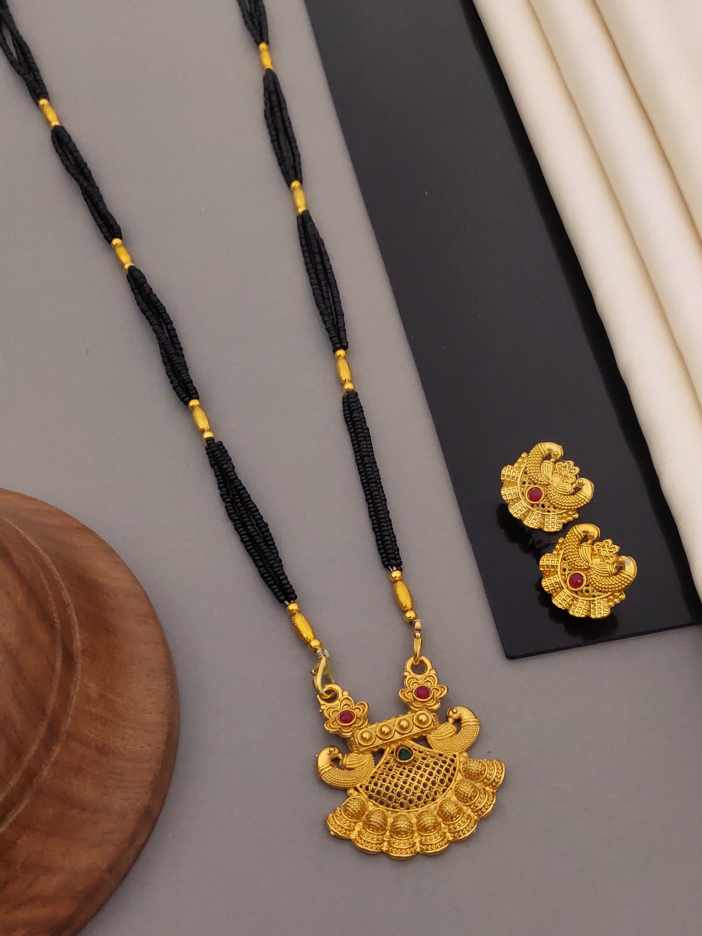 Antique Finish Mangalsutra with Matching Ethnic Earrings (MS47 p-CCD)