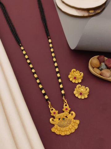 Antique Finish Mangalsutra with Matching Ethnic Earrings (MS47 p-SCD)