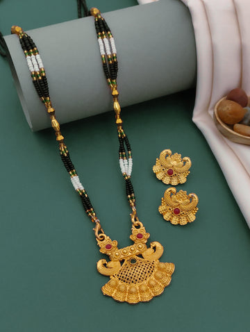 Antique Finish Mangalsutra with Matching Ethnic Earrings (MS47 p -WCD)