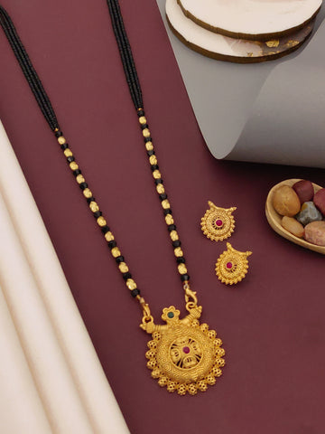 Antique Finish Mangalsutra with Matching Ethnic Earrings (MS48 p-SCD)