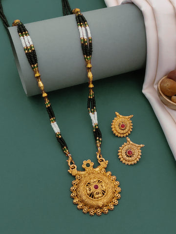 Antique Finish Mangalsutra with Matching Ethnic Earrings (MS48 p -WCD)