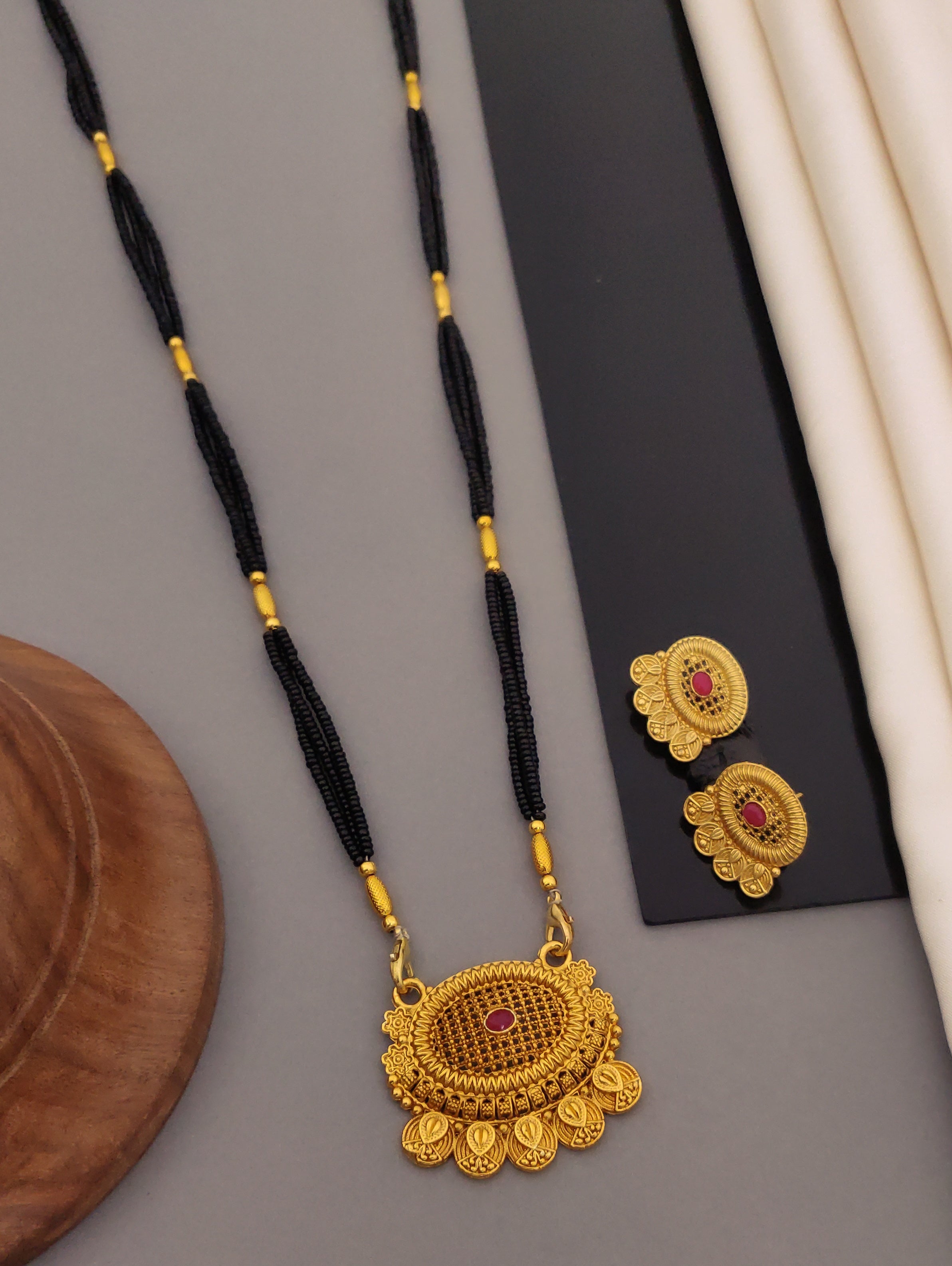 Antique Finish Mangalsutra with Matching Ethnic Earrings (MS49 p-CCD)
