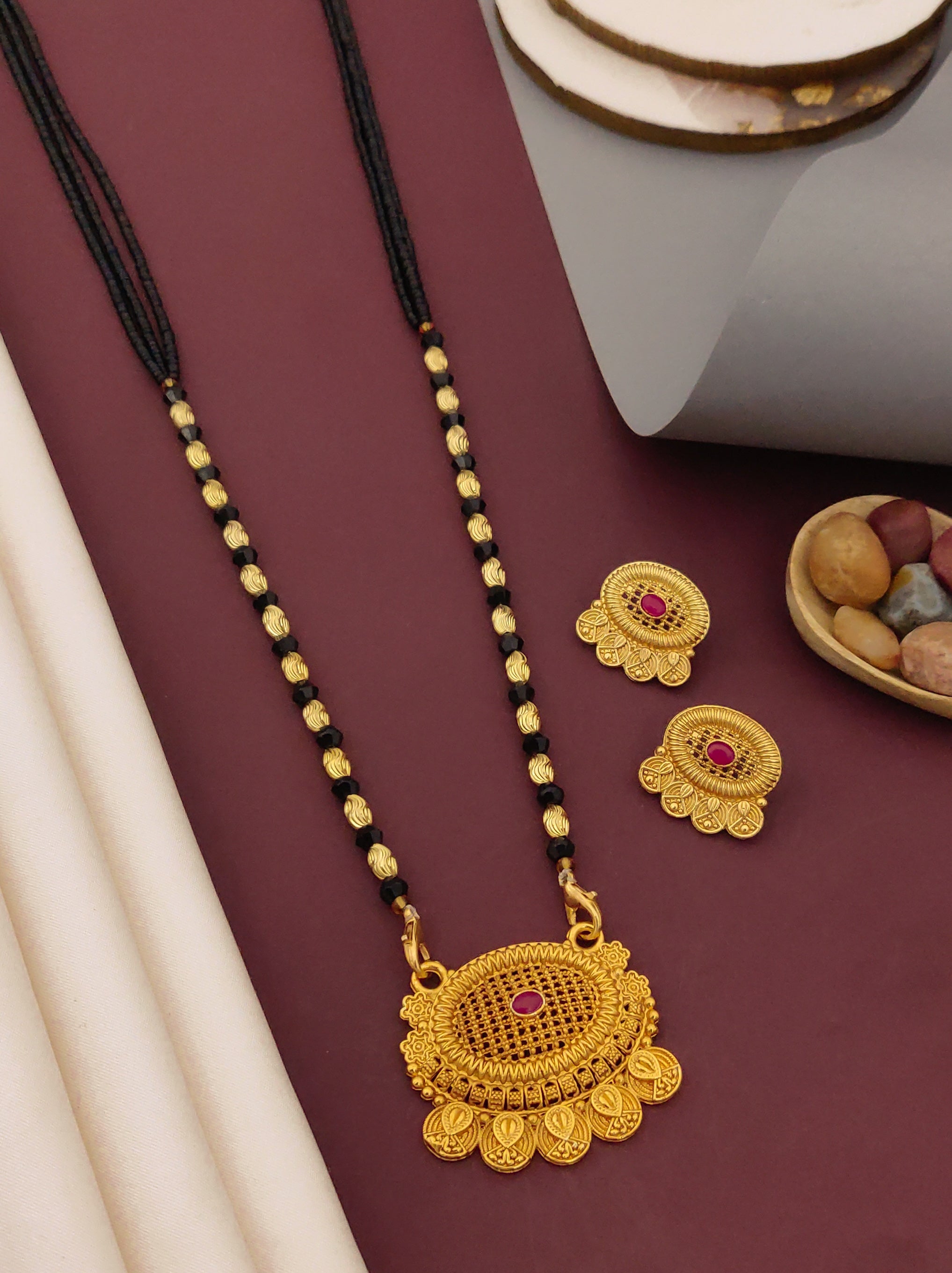 Antique Finish Mangalsutra with Matching Ethnic Earrings (MS49 p-SCD)