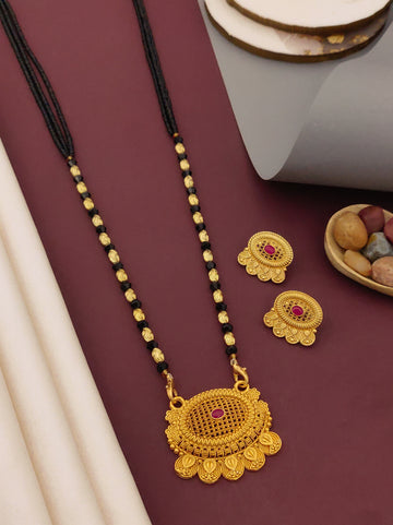 Antique Finish Mangalsutra with Matching Ethnic Earrings (MS49 p-SCD)