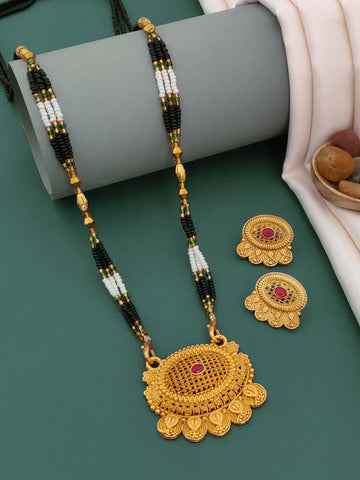 Antique Finish Mangalsutra with Matching Ethnic Earrings (MS49 p -WCD)