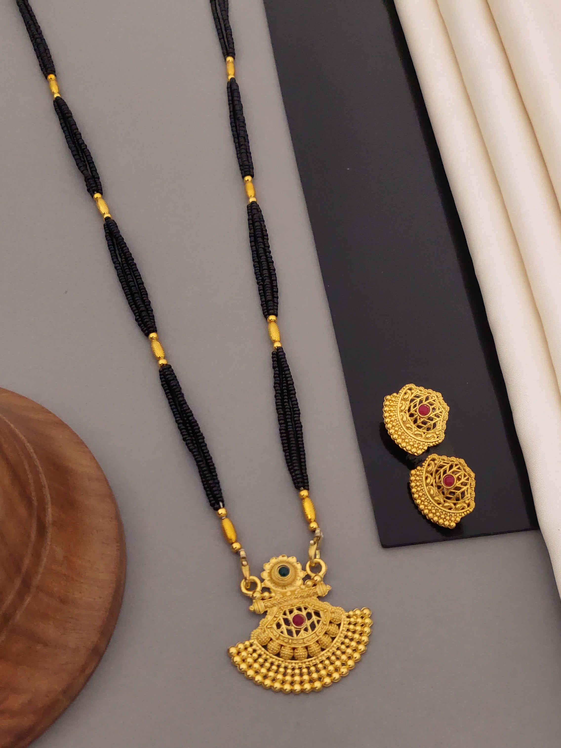 Antique Finish Mangalsutra with Matching Ethnic Earrings (MS50 p-CCD)