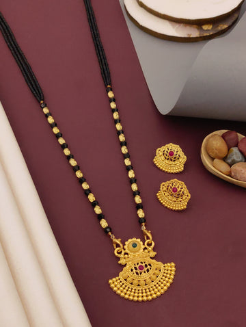 Antique Finish Mangalsutra with Matching Ethnic Earrings (MS50 p-SCD)