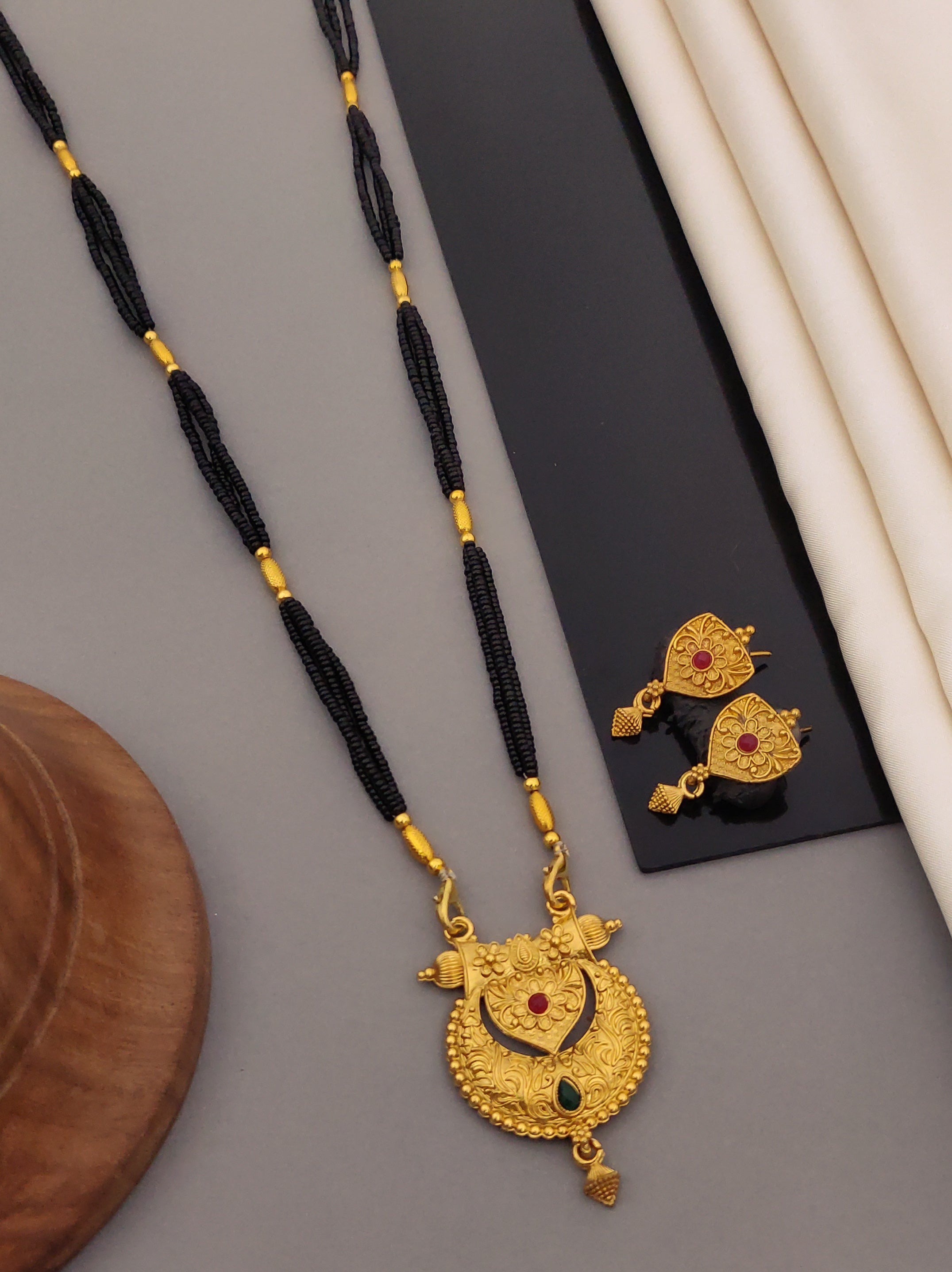 Antique Finish Mangalsutra with Matching Ethnic Earrings (MS61 p-CCD)