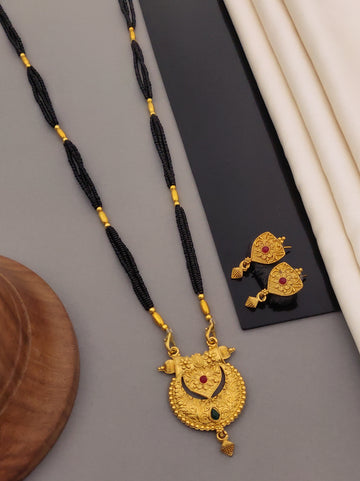 Antique Finish Mangalsutra with Matching Ethnic Earrings (MS61 p-CCD)