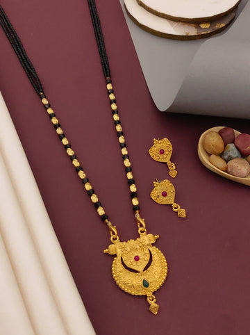 Antique Finish Mangalsutra with Matching Ethnic Earrings (MS61 p-SCD)