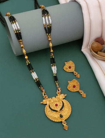 Antique Finish Mangalsutra with Matching Ethnic Earrings (MS61 p -WCD)