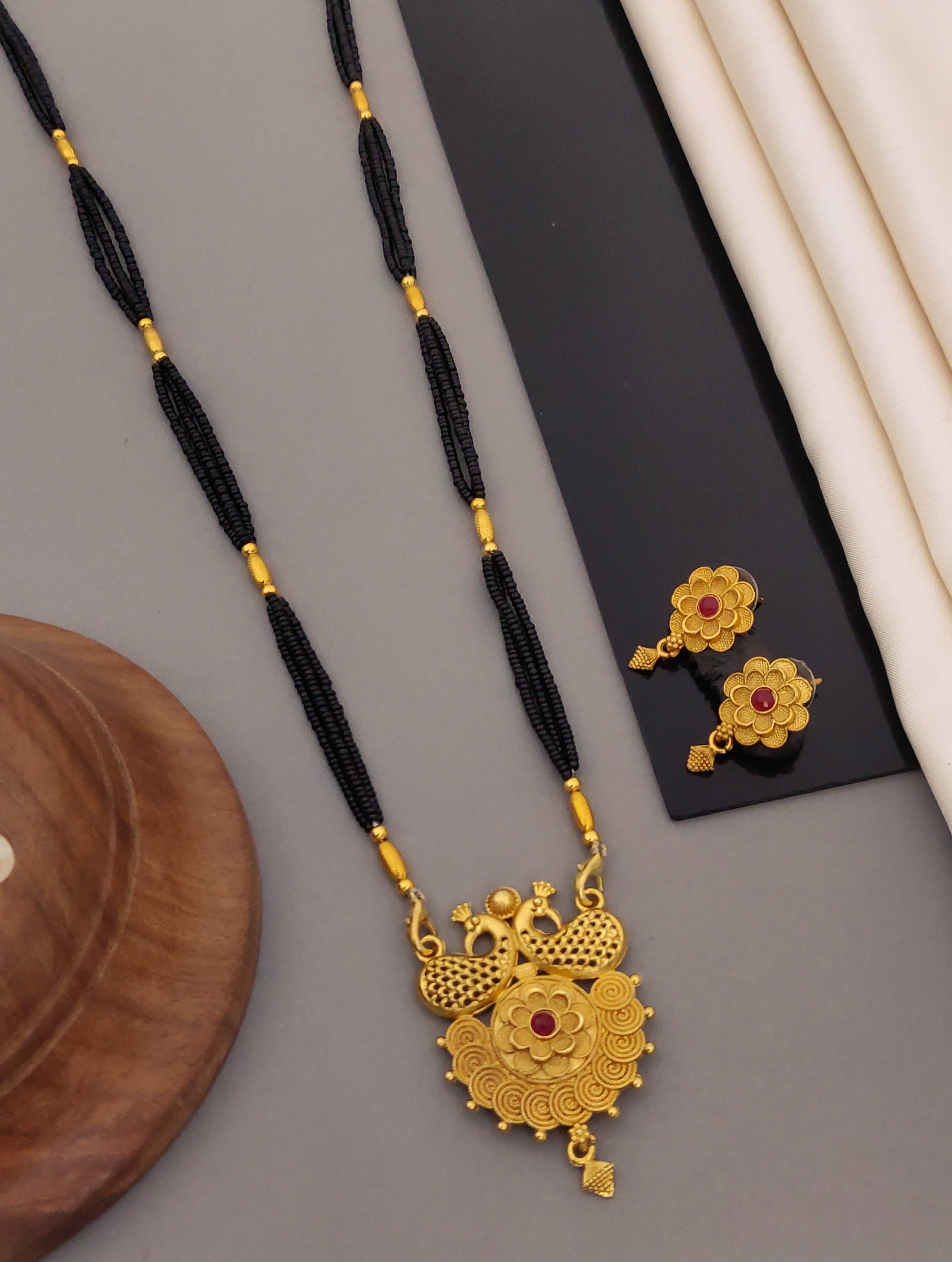 Antique Finish Mangalsutra with Matching Ethnic Earrings (MS62 p-CCD)